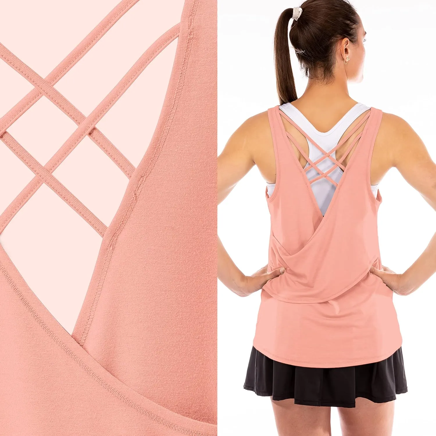 Franklin Sports Women's Lattice Back Tank Top-Relaxed Fit