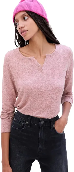GAP Women's Long Sleeve Cozy Split Neck Top Shirt