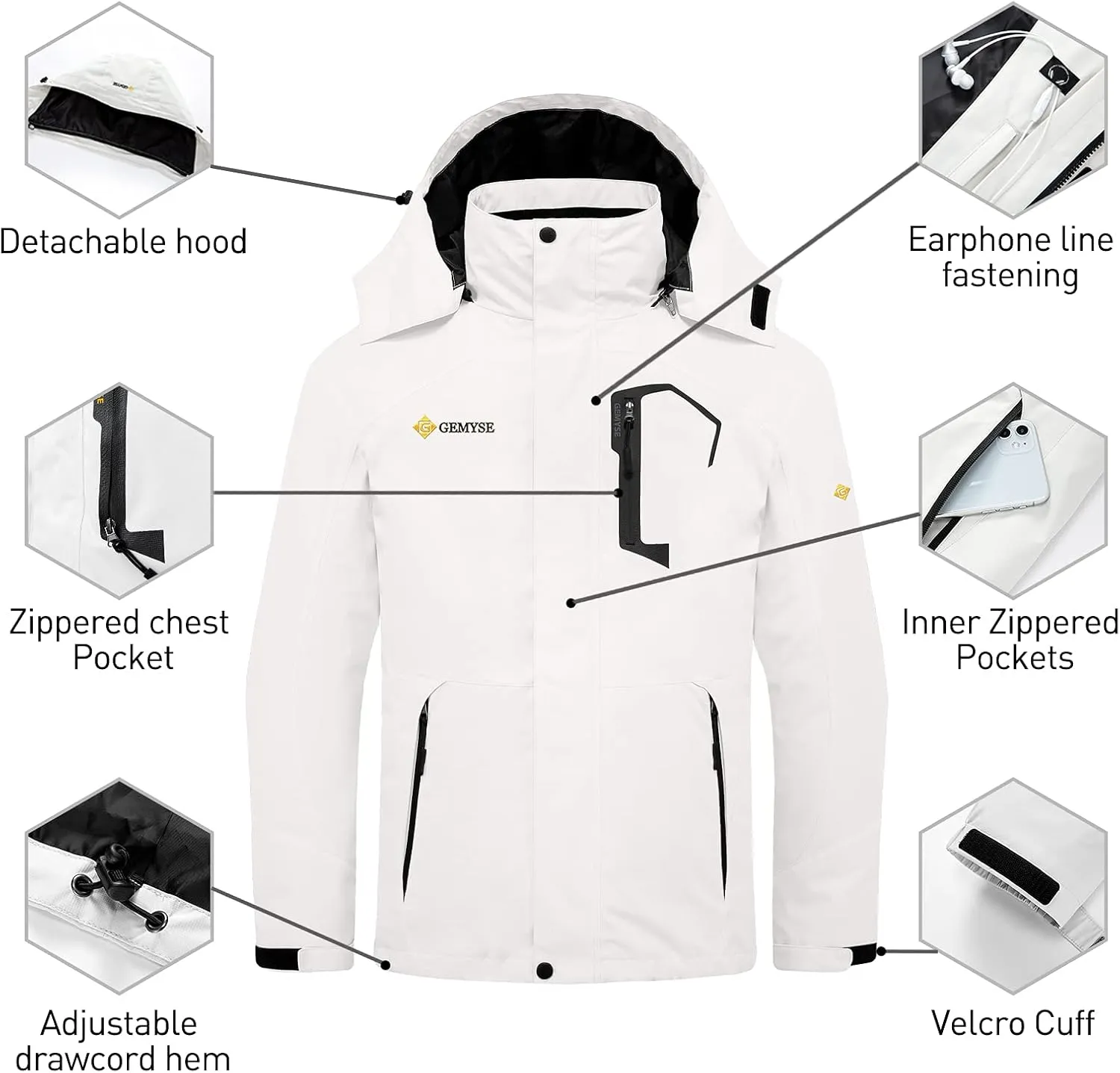 GEMYSE Men's Waterproof 3-in-1 Ski Snow Jacket Puffer Liner Insulated Winter Coat