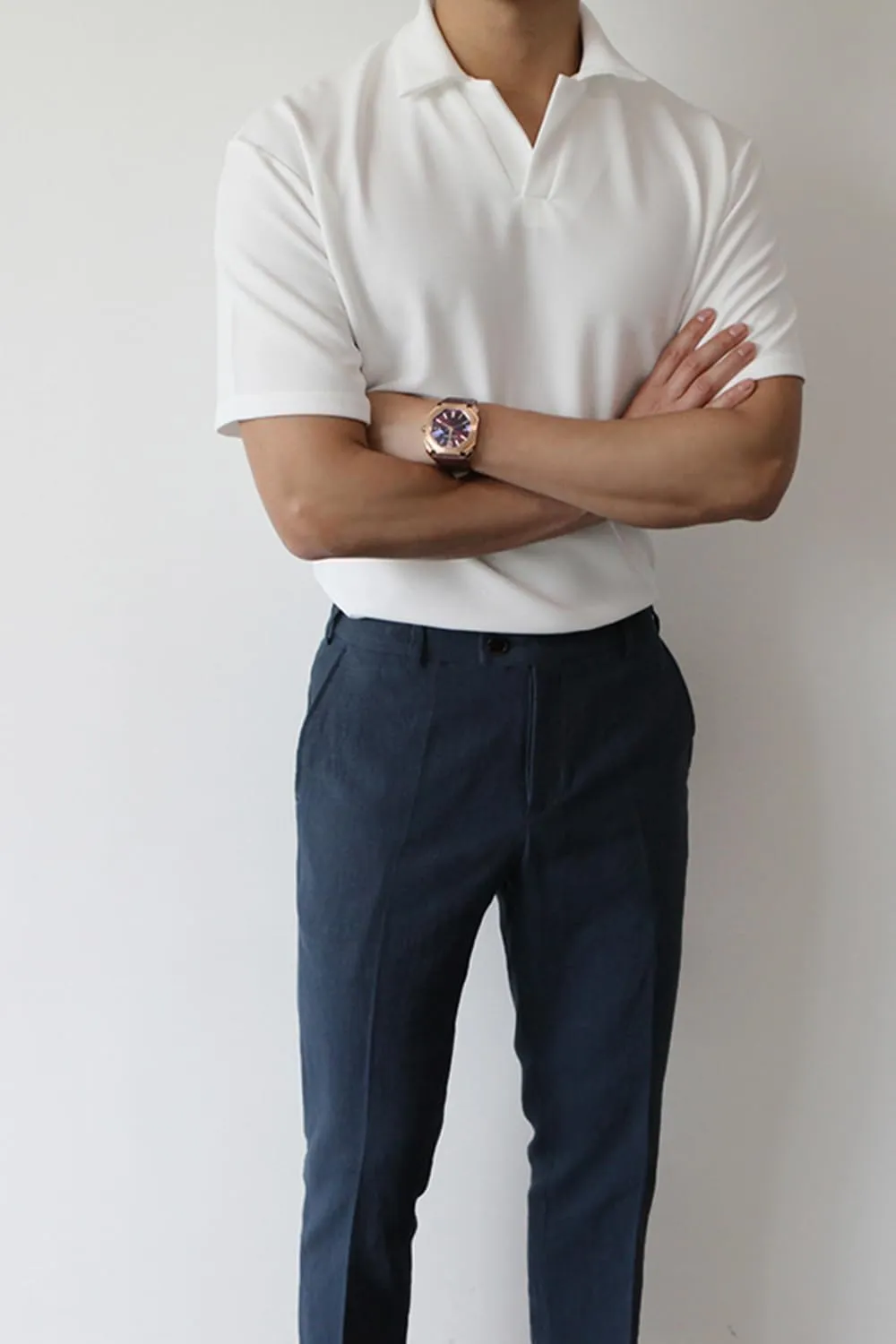 GINGTTO Linen Pants Men Slim Fit Elastic Waistband Lightweight Summer Beach Fashion Casual Pant