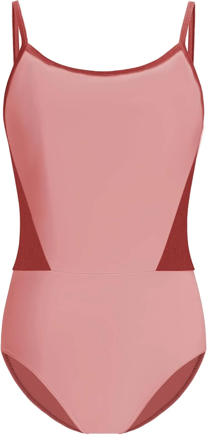Girls Velvet-Paneled Ballet Dance Camisole Leotard and Gymnastics Leotards