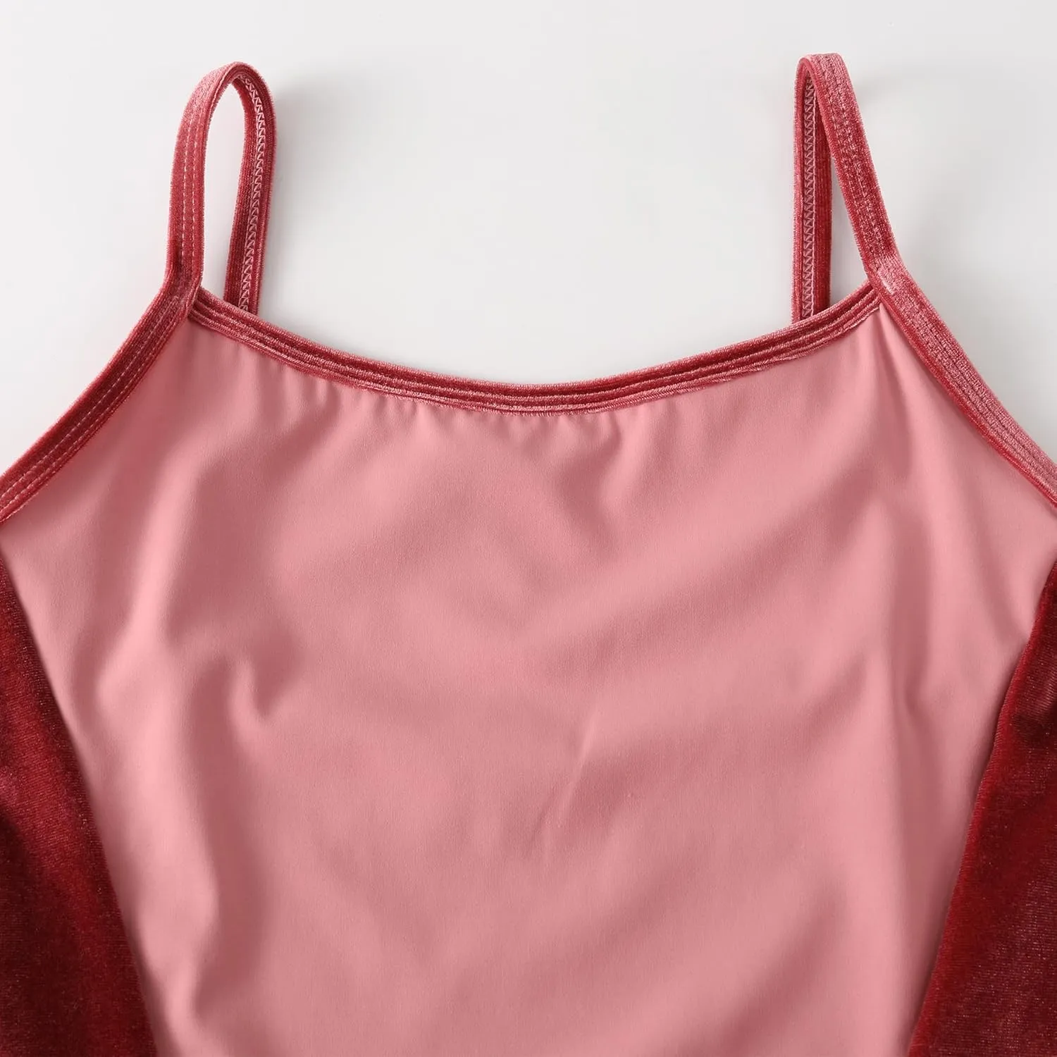 Girls Velvet-Paneled Ballet Dance Camisole Leotard and Gymnastics Leotards