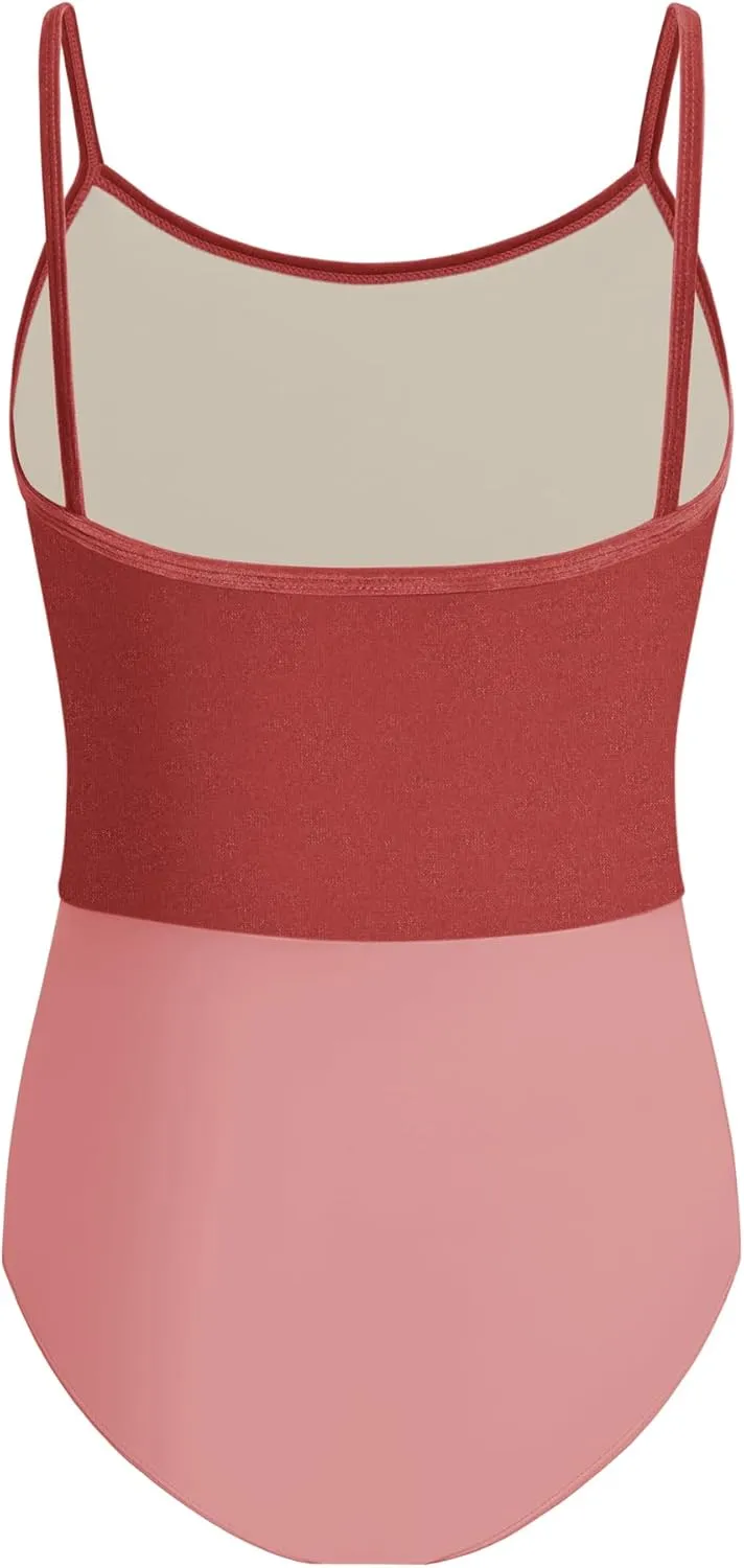 Girls Velvet-Paneled Ballet Dance Camisole Leotard and Gymnastics Leotards
