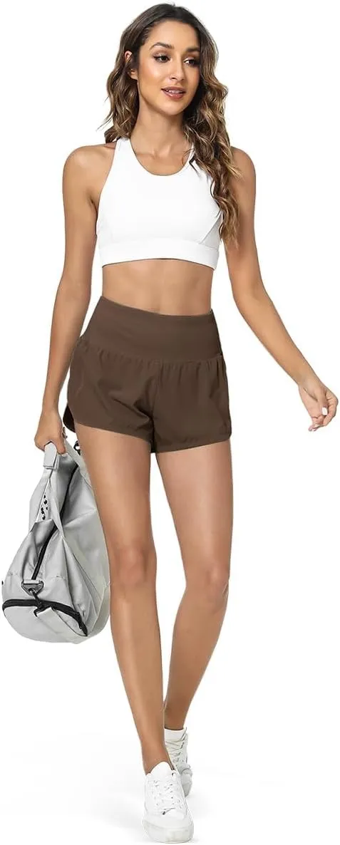 GYM RAINBOW Womens High Waisted Athletic Shorts Lightweight Quick Dry Workout Gym Running Shorts with Pockets
