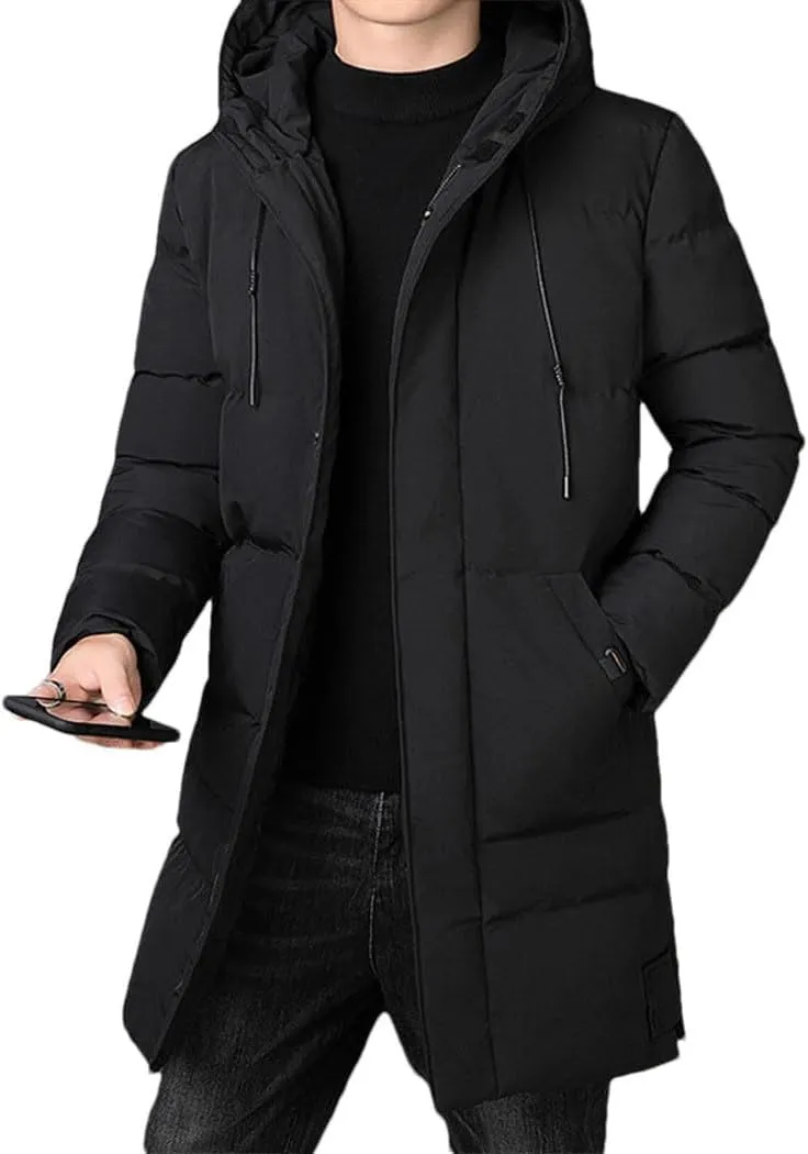 Haitpant Men Winter Parka Jacket With Hood Korean Long Jacket Cotton Padded Warm Coat
