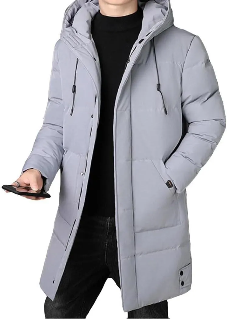 Haitpant Men Winter Parka Jacket With Hood Korean Long Jacket Cotton Padded Warm Coat