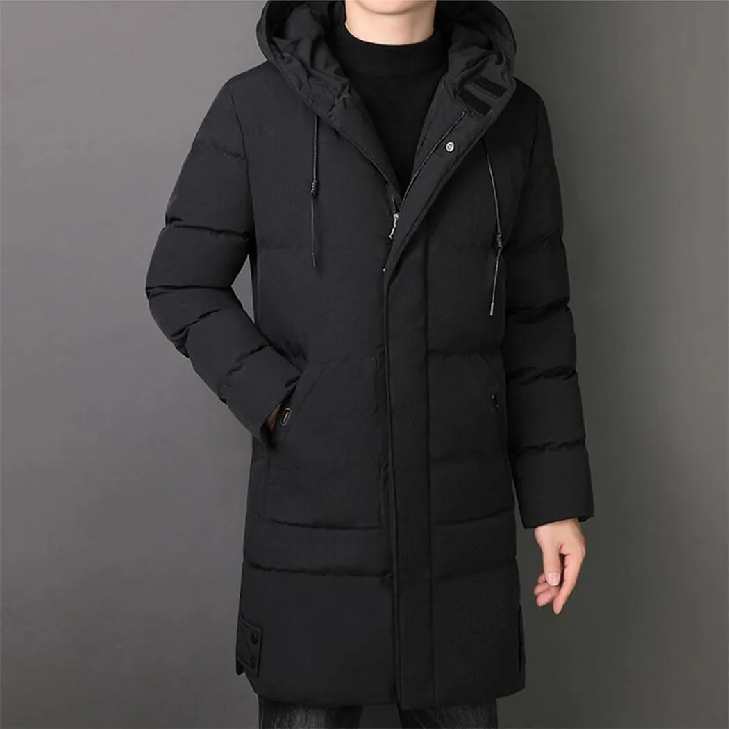 Haitpant Men Winter Parka Jacket With Hood Korean Long Jacket Cotton Padded Warm Coat
