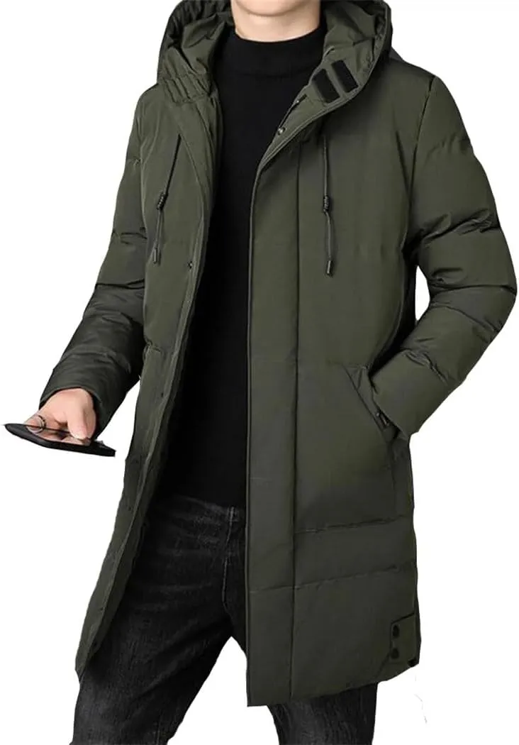 Haitpant Men Winter Parka Jacket With Hood Korean Long Jacket Cotton Padded Warm Coat