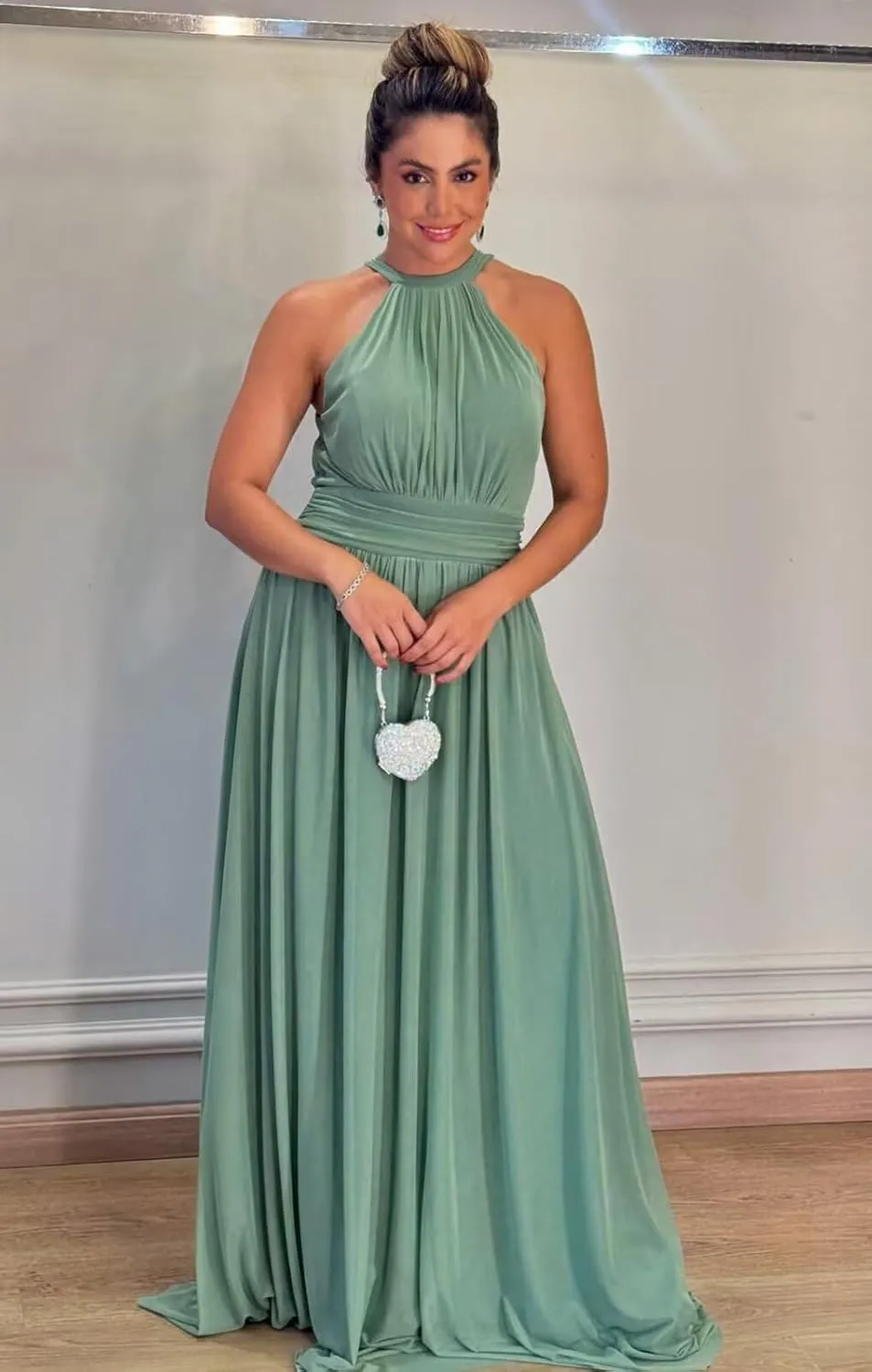 Halter Chiffon Long Bridesmaid Dresses with Slit A Line Formal Evening Party Gowns