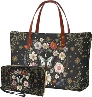 Handbag with Matching Wallet for Women Lightweight Top Handle Satchel Shoulder Bag with Purses for Shopping Work