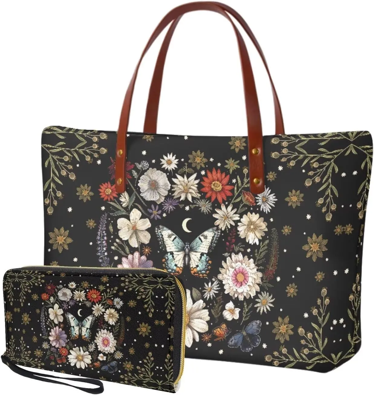 Handbag with Matching Wallet for Women Lightweight Top Handle Satchel Shoulder Bag with Purses for Shopping Work