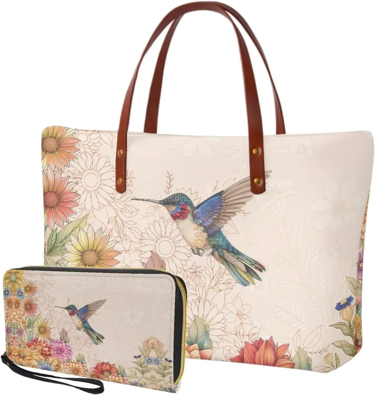 Handbag with Matching Wallet for Women Lightweight Top Handle Satchel Shoulder Bag with Purses for Shopping Work