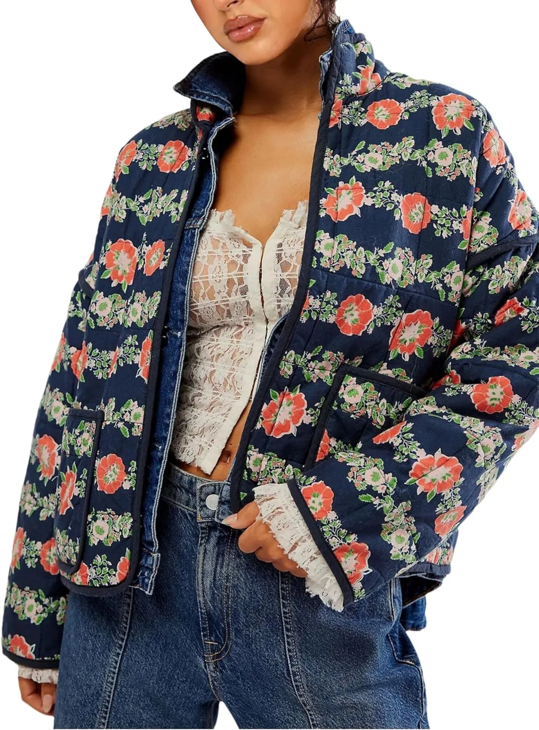 HangNiFang Women's Oversized Quilted Pullover Puffer Jacket with Hood Winter Coat with Pockets