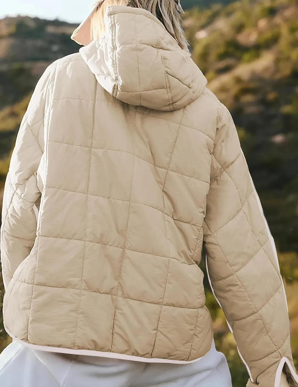 HangNiFang Women's Oversized Quilted Pullover Puffer Jacket with Hood Winter Coat with Pockets