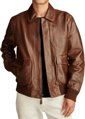 Hide & Seek Mens A2 Aviator Air Force Cockpit Vintage Bomber Military Flight Pilot WWII Distressed Real Leather Jacket