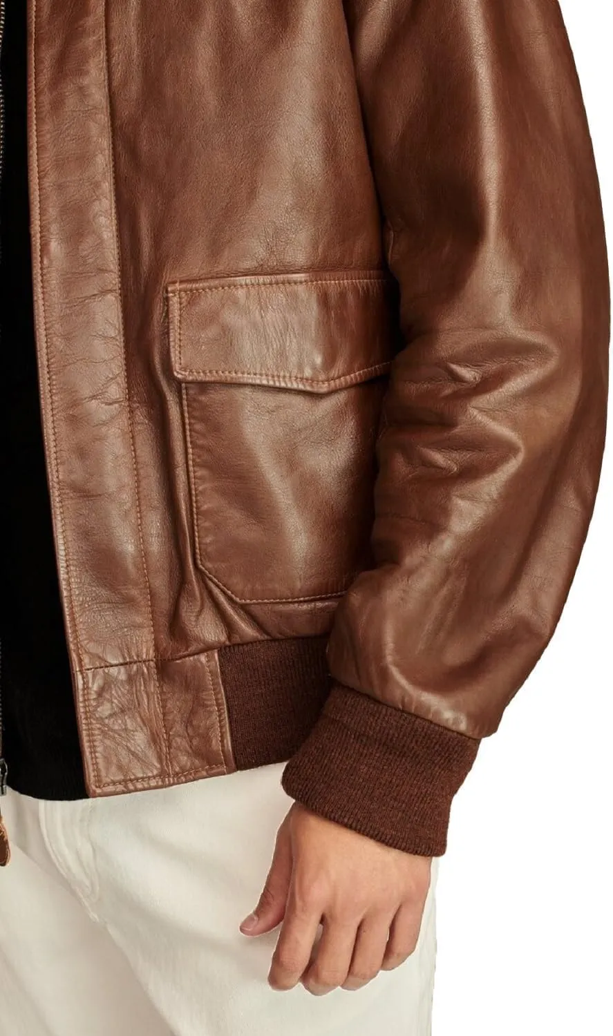 Hide & Seek Mens A2 Aviator Air Force Cockpit Vintage Bomber Military Flight Pilot WWII Distressed Real Leather Jacket