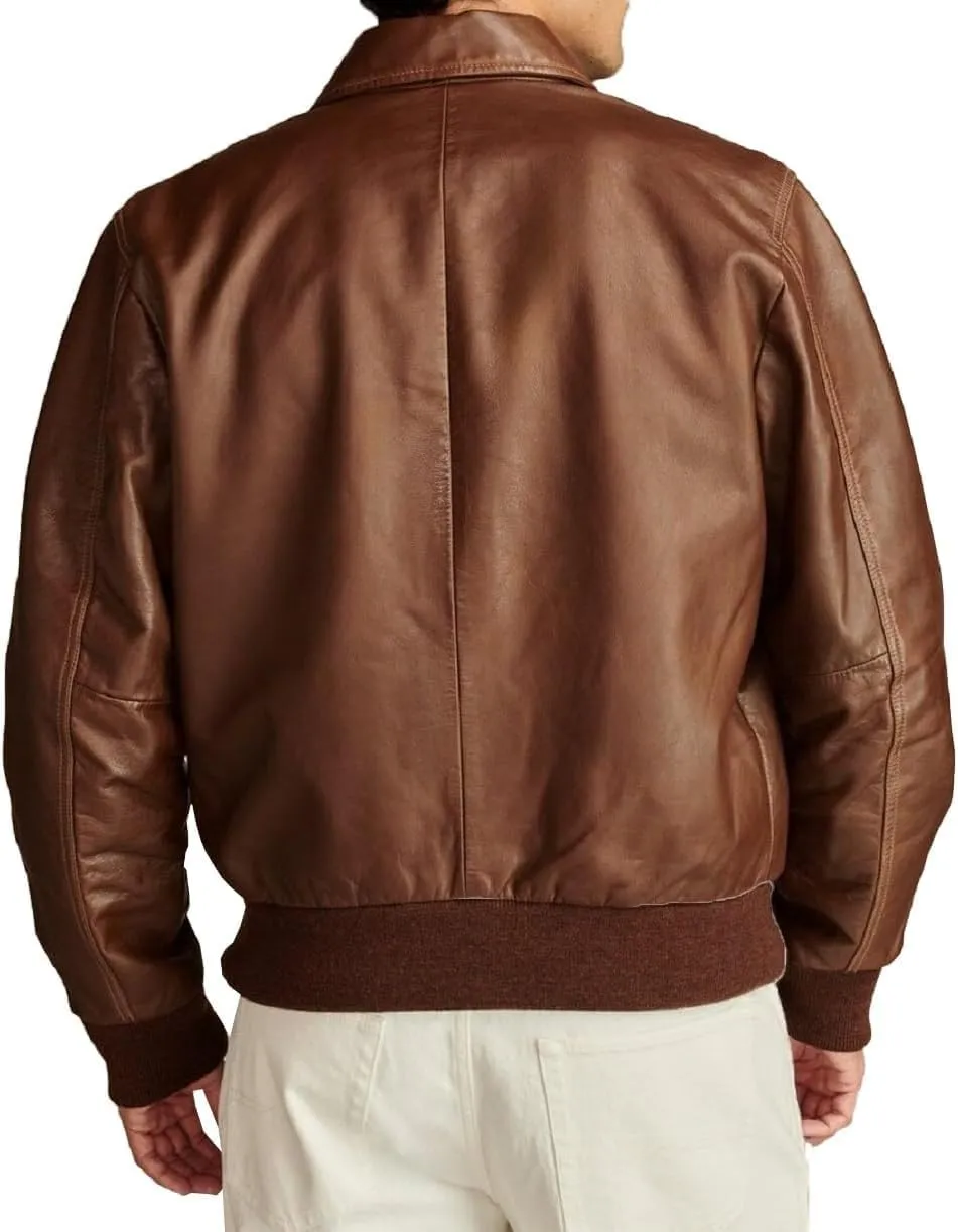 Hide & Seek Mens A2 Aviator Air Force Cockpit Vintage Bomber Military Flight Pilot WWII Distressed Real Leather Jacket