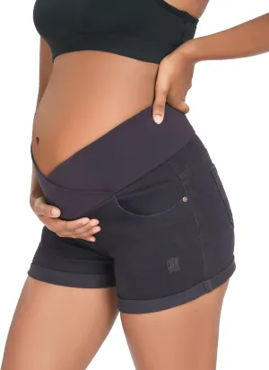 HOFISH Womens Maternity Jeans Shorts Over The Belly Stretchy Comfy Denim Pants Casual Workout Pregnancy Shorts