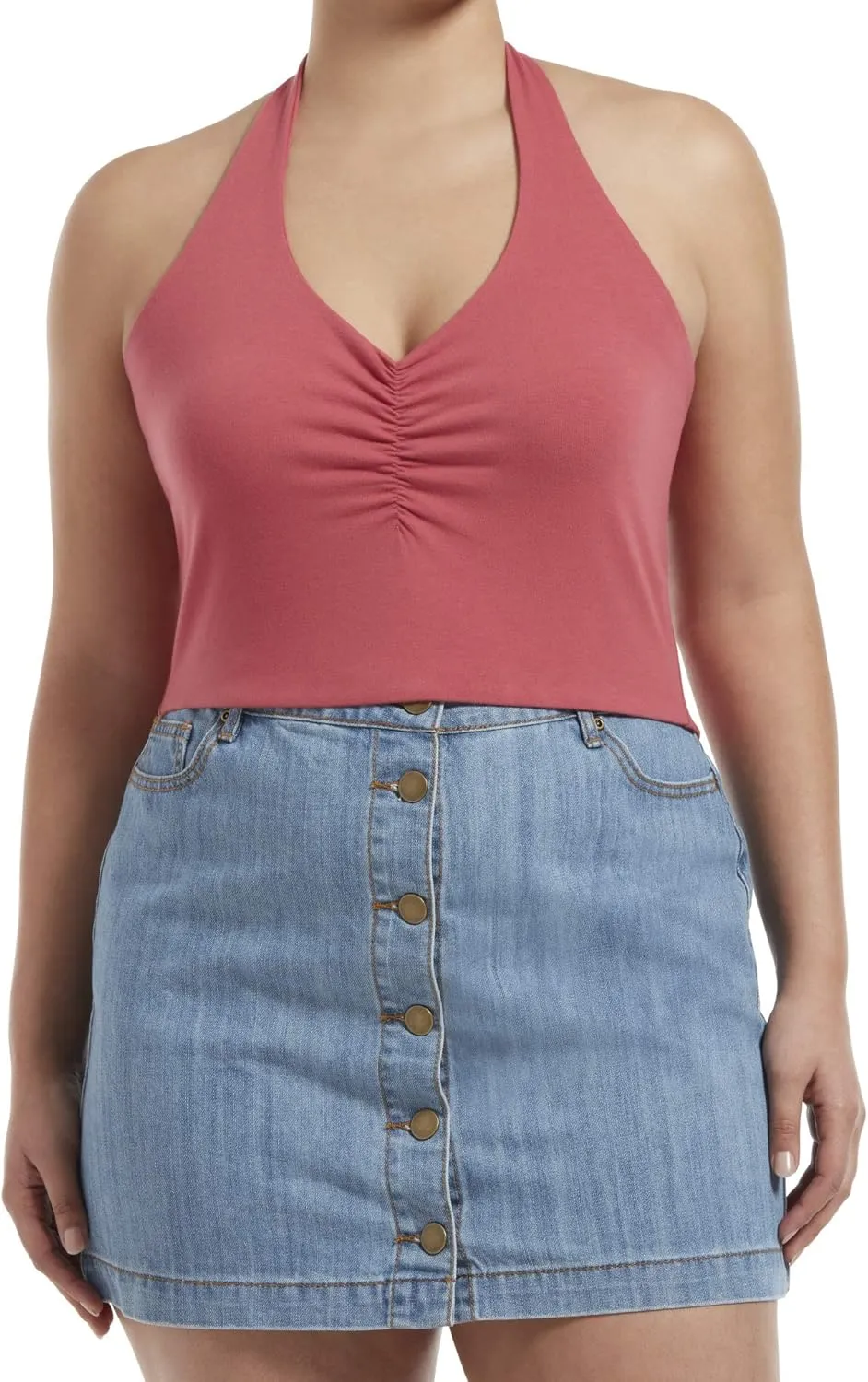 HUE Women's Blackout Cotton Midriff Bandeau Tube Halter Top, Assorted