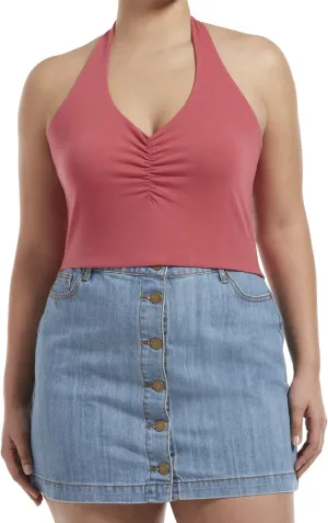 HUE Women's Blackout Cotton Midriff Bandeau Tube Halter Top, Assorted