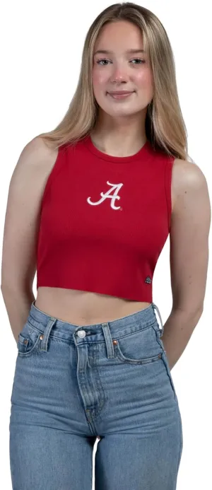 Hype & Vice Cut-Off Tank for Women (Small) - University of Alabama Top for Women, Cropped Fit Tank Top, College Shirts for Game Days - Crimson