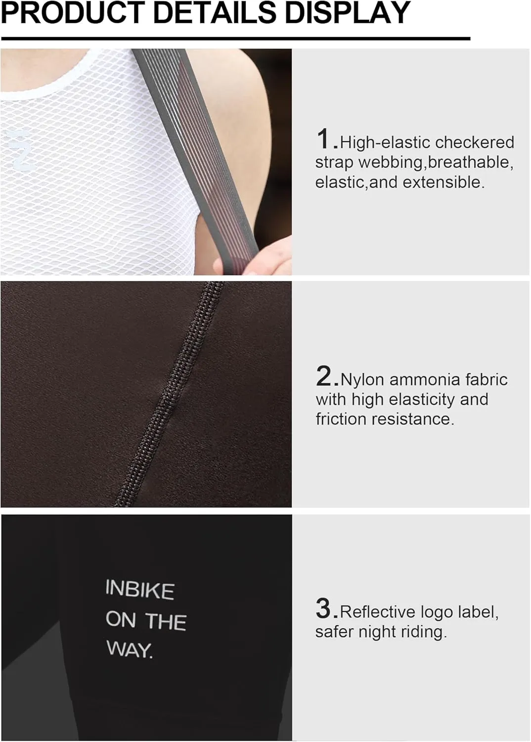 INBIKE Men's Cycling Bib Shorts 3D Padded, Long Riding Pad, Cycling Bibs, Bike Bib Shorts