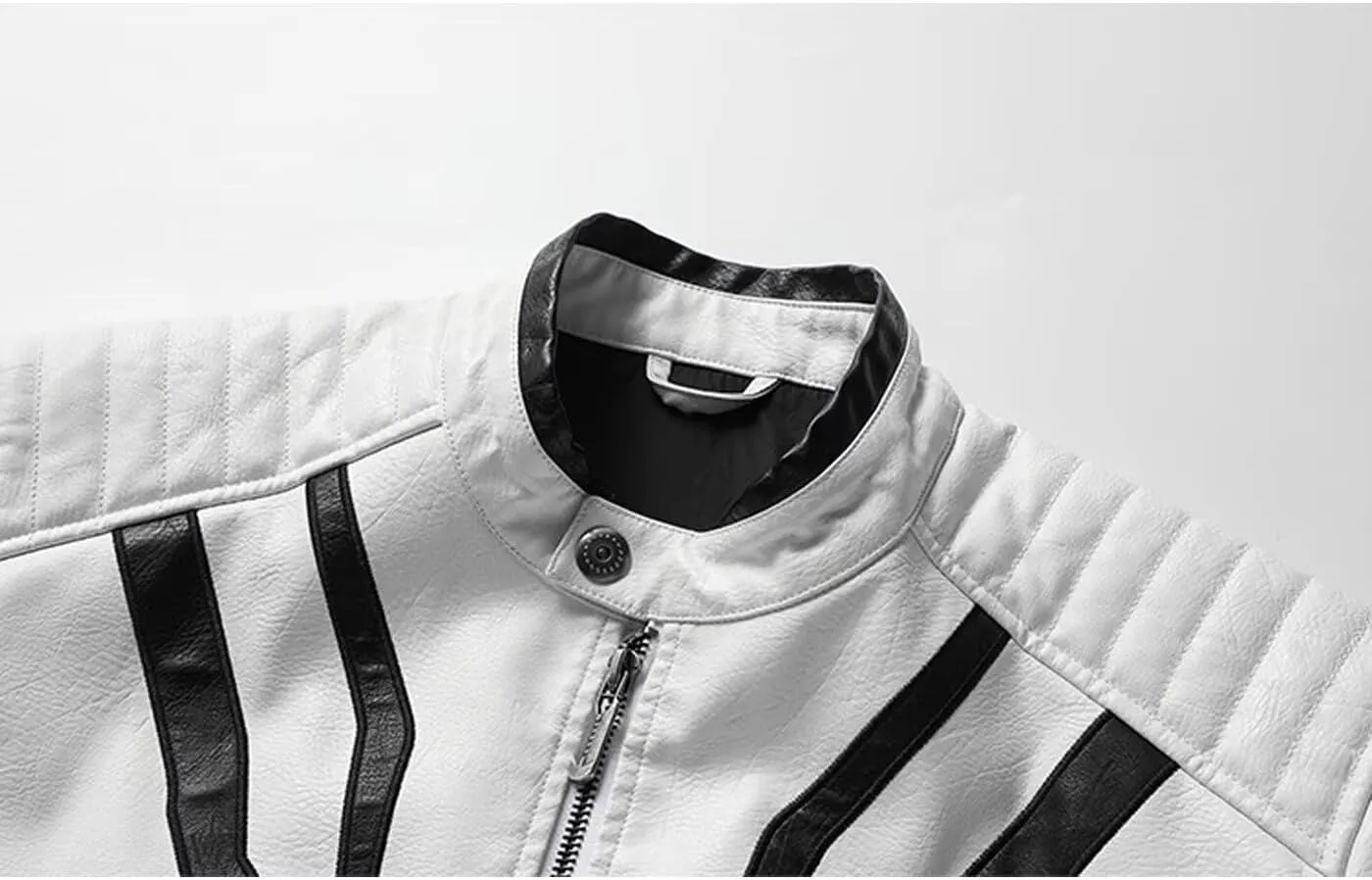 INVACHI Mens Faux Leather Jacket Vintage Motorcycle Jacket for Men Waterproof PU Leather Jacket with Spider Design