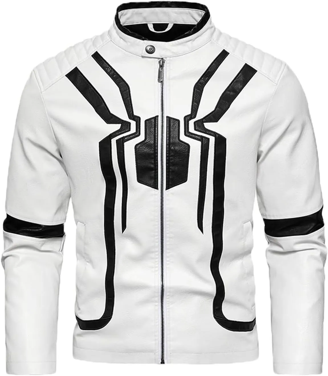 INVACHI Mens Faux Leather Jacket Vintage Motorcycle Jacket for Men Waterproof PU Leather Jacket with Spider Design