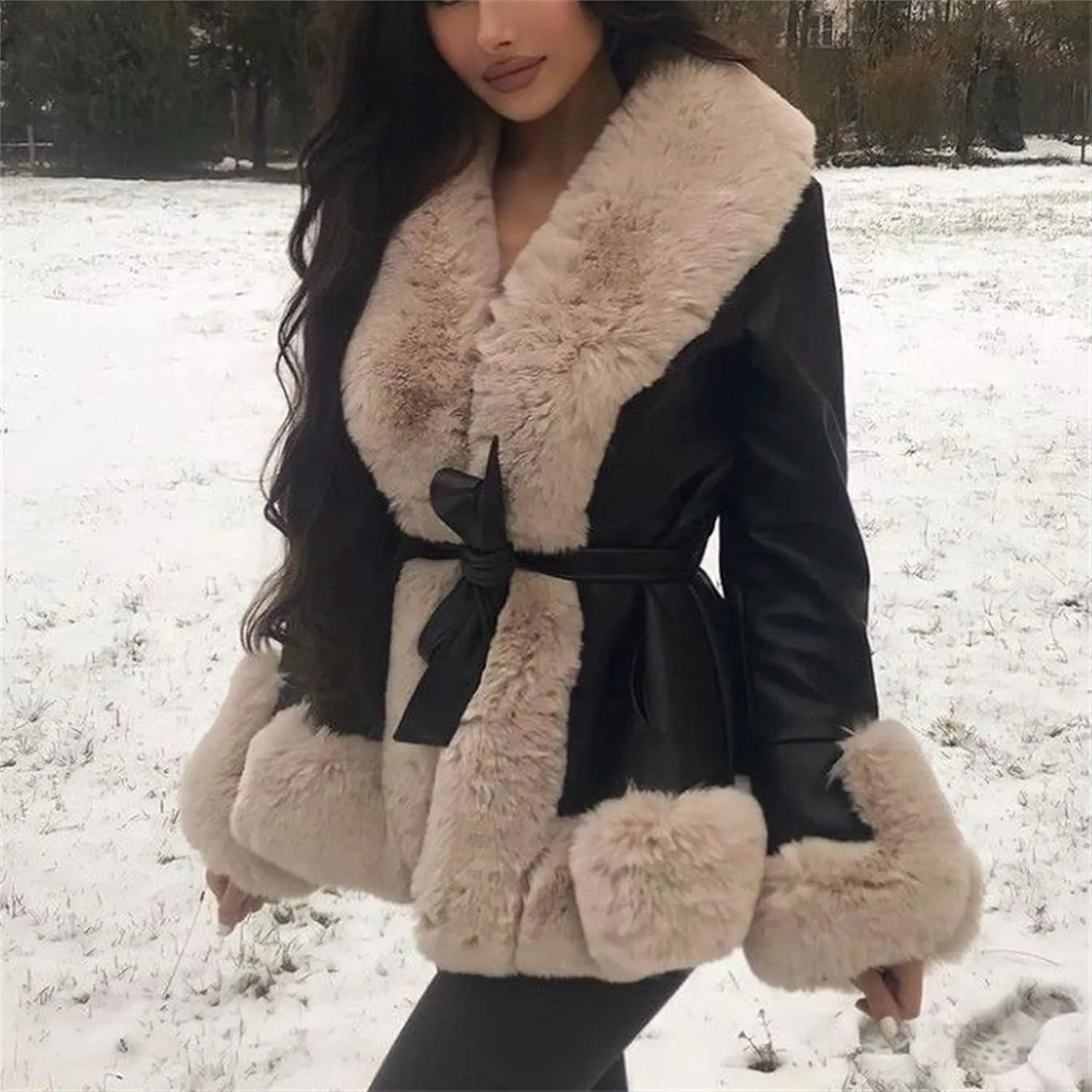 iTranyee Women's Winter Cropped Puffer Jacket Long Sleeve Zipper Cotton-Padded Coat Casual Warm High Neck Quilted Outwear