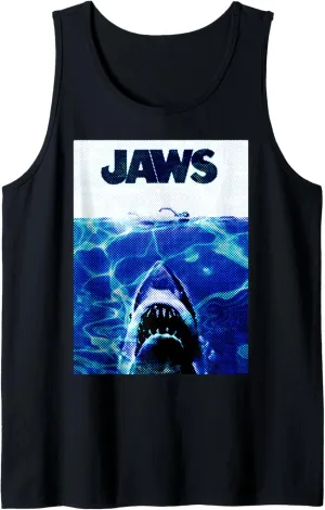 Jaws 50th Anniversary Poster Blue Halftone 2-Sided Tank Top