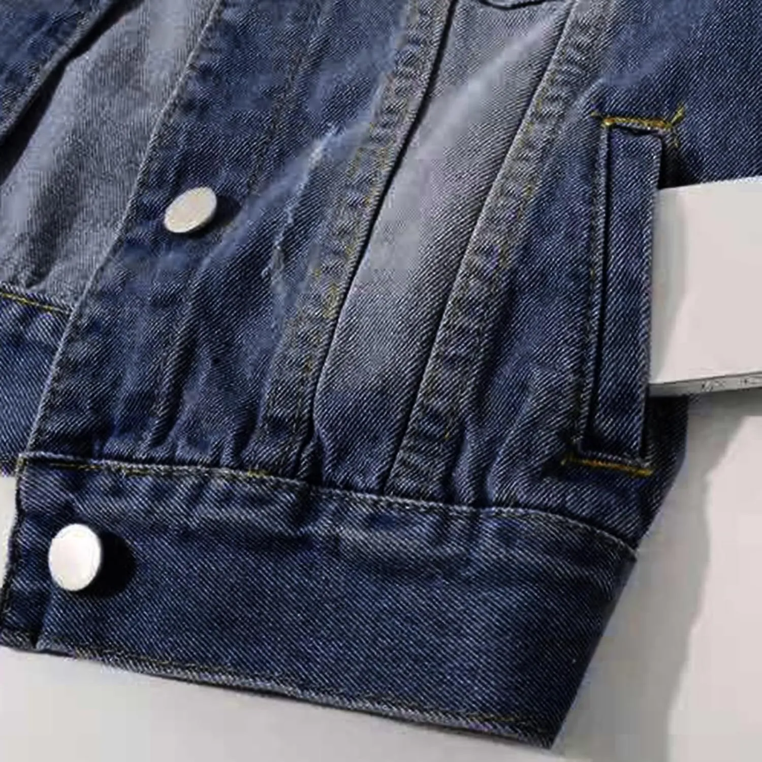 Jean Jacket Women 3/4 Sleeve Colored Cropped Denim Jacket Trendy Light Wash Short Jean Jacket Trucker Coat