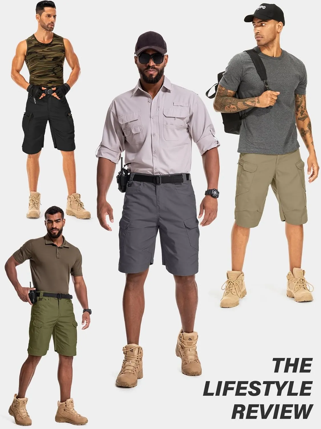 Jessie Kidden Mens Tactical Stretch Outdoor Cargo Shorts Wear Resistant Rip Stop Work Hiking Fishing Shorts