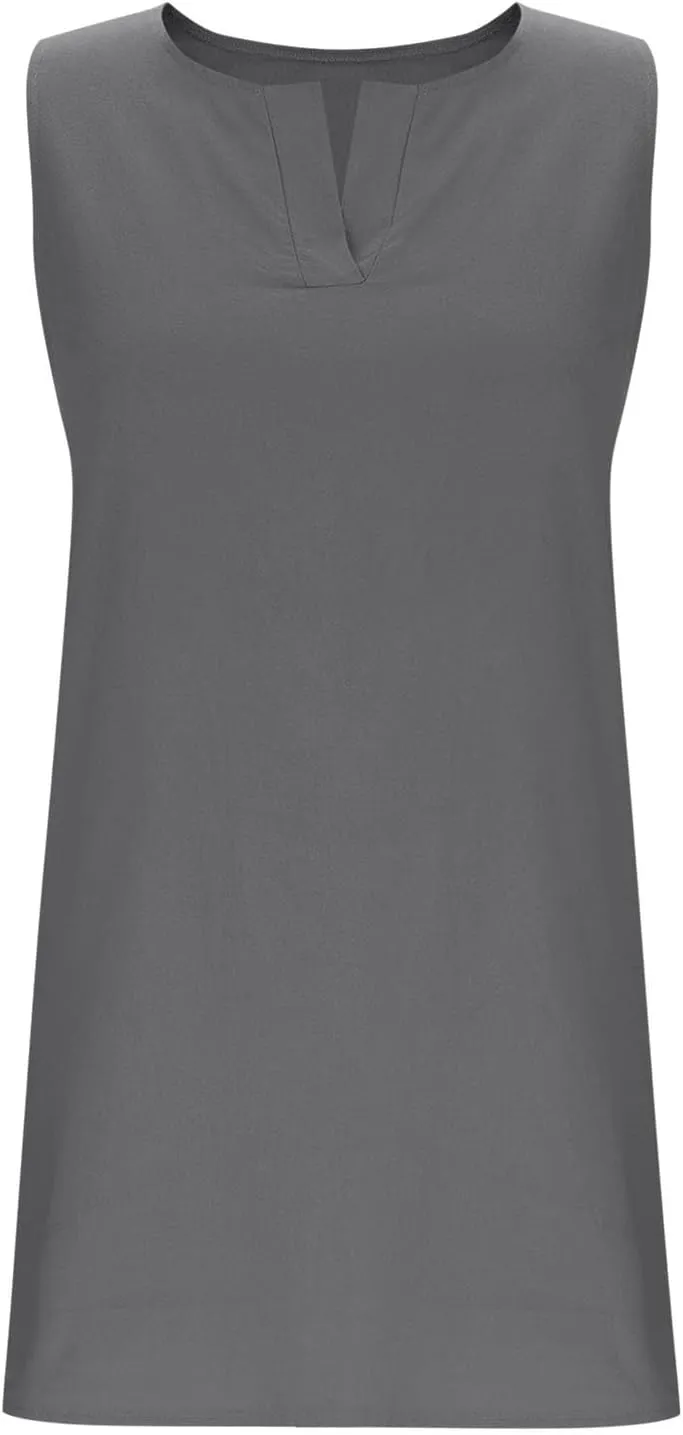 JOAU 2025 Summer Cotton Linen Tank Dresses for Women Casual Loose Sleeveless Notched V Neck A-Line Beach Mini Short Sundress