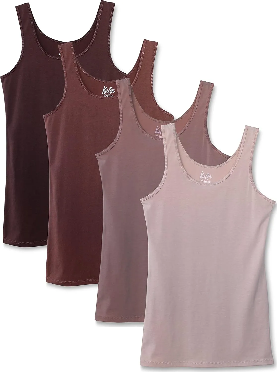 Kalon Women's 4-Pack Scoop Neck Tank Top Base Layer