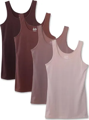 Kalon Women's 4-Pack Scoop Neck Tank Top Base Layer