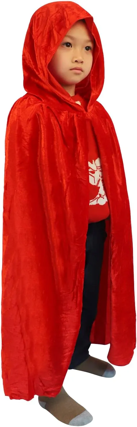 Kids Halloween Christmas Costumes Cape Velvet Hooded Cosplay Party Cloak Wizard Robe