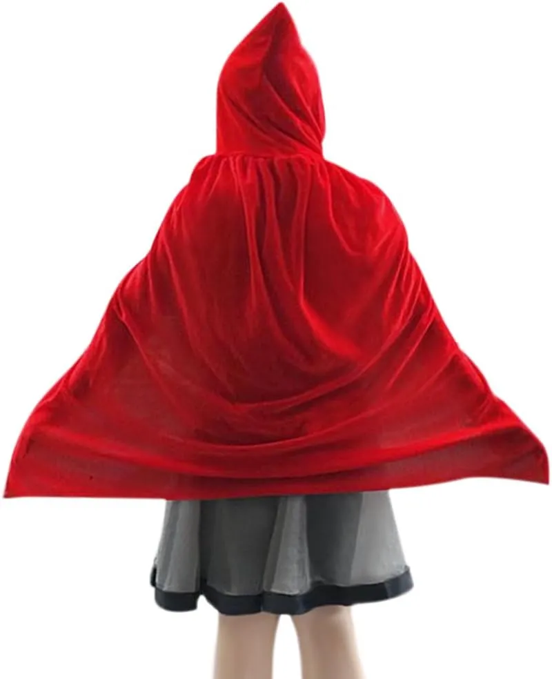 Kids Halloween Christmas Costumes Cape Velvet Hooded Cosplay Party Cloak Wizard Robe