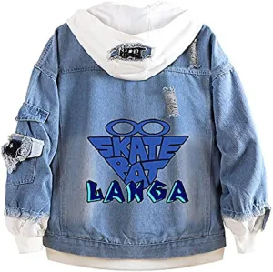 Kvikci SK8 the Infinity Cosplay Jeans Jacket Anime Miya costume Hooded Sweatshirt Jacket Casual Jacket Outerwear Mens Jacket
