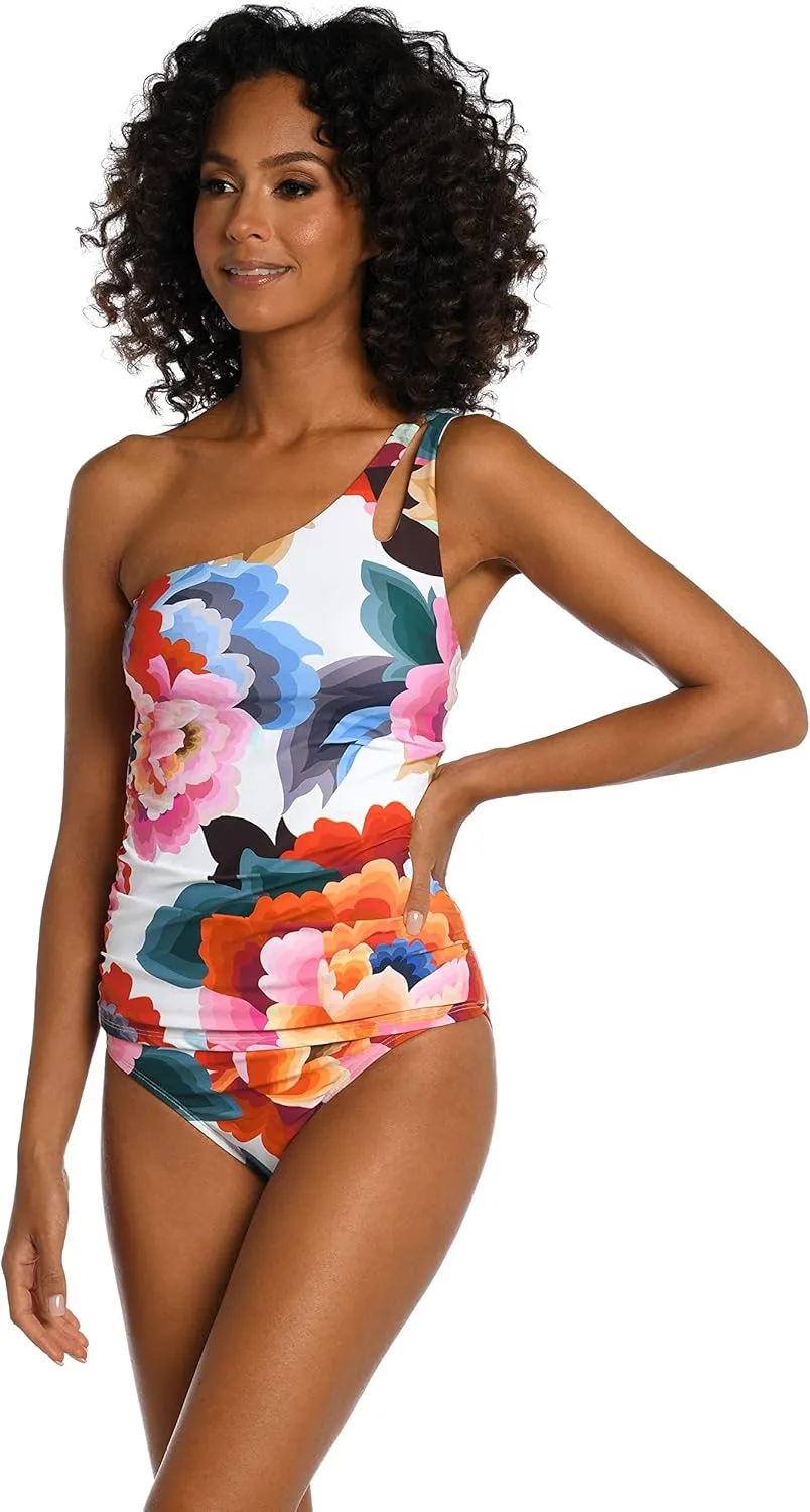 La Blanca Women's Standard One Shoulder Keyhole Tankini Swimsuit Top