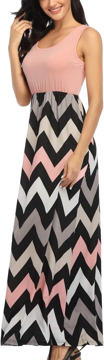 Lacavocor Womens Summer Maxi Dress Tank Top Sleeveless Long Dresses