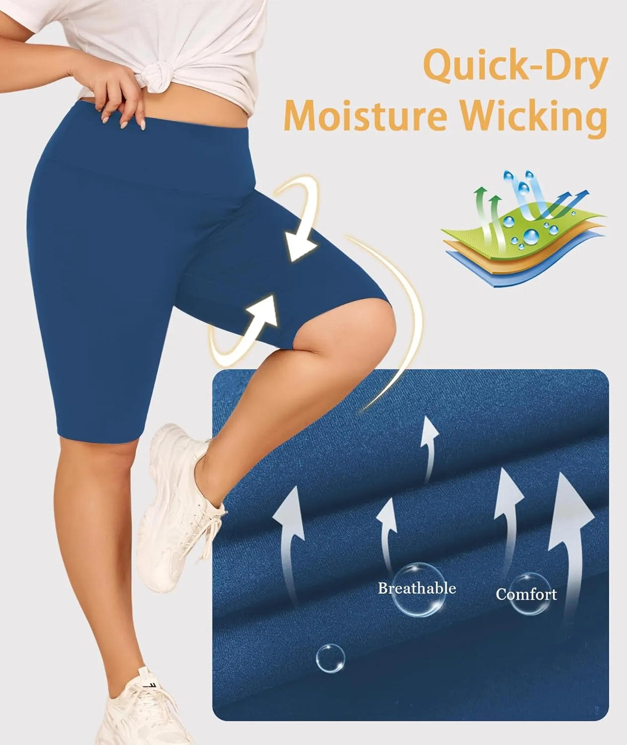 LALAGEN Women Plus Size Biker Shorts with Pockets - Tummy Control Gym Workout Running Yoga Volleyball Athletic Shorts