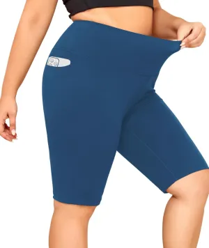 LALAGEN Women Plus Size Biker Shorts with Pockets - Tummy Control Gym Workout Running Yoga Volleyball Athletic Shorts
