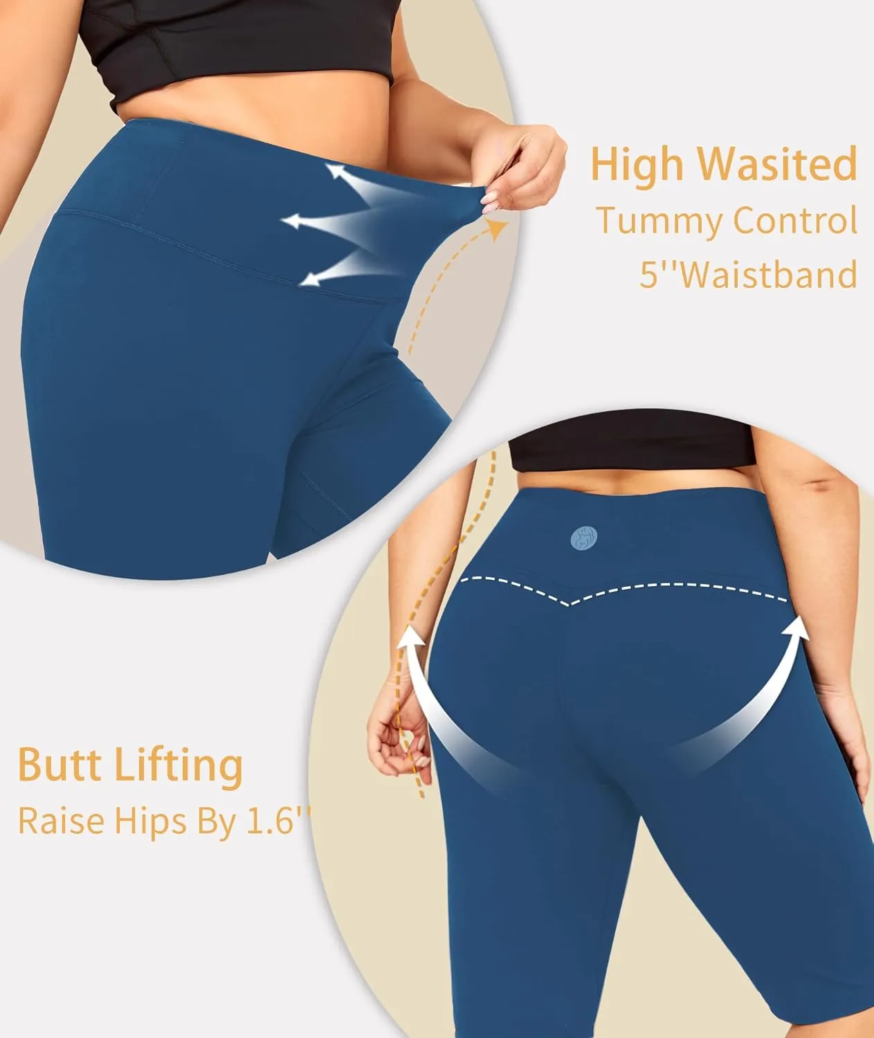 LALAGEN Women Plus Size Biker Shorts with Pockets - Tummy Control Gym Workout Running Yoga Volleyball Athletic Shorts