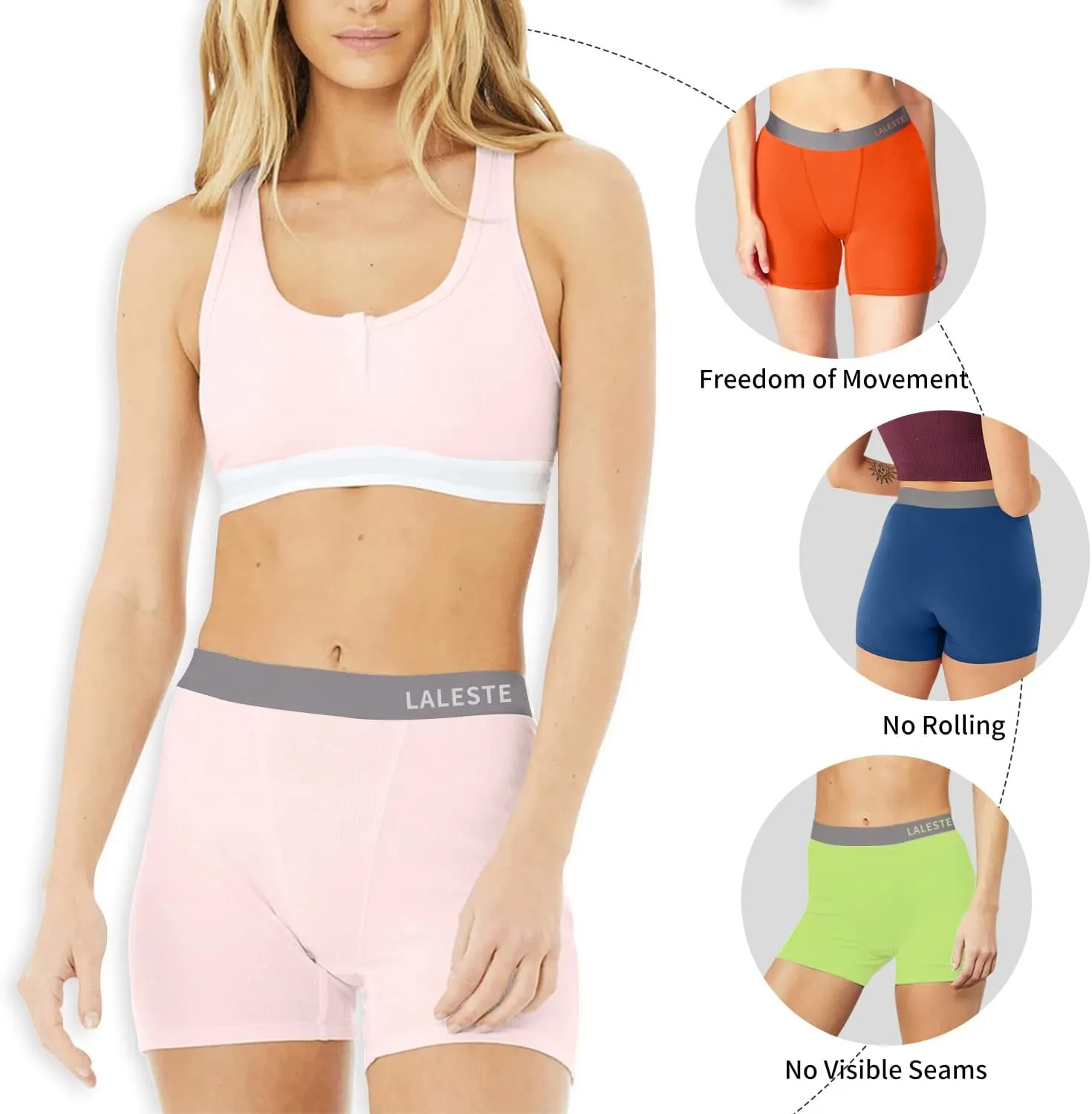 LALESTE Women Cotton Boxer Briefs 3" Inseam Boy Shorts Underwear Anti Chafing Shorts 5 Pack