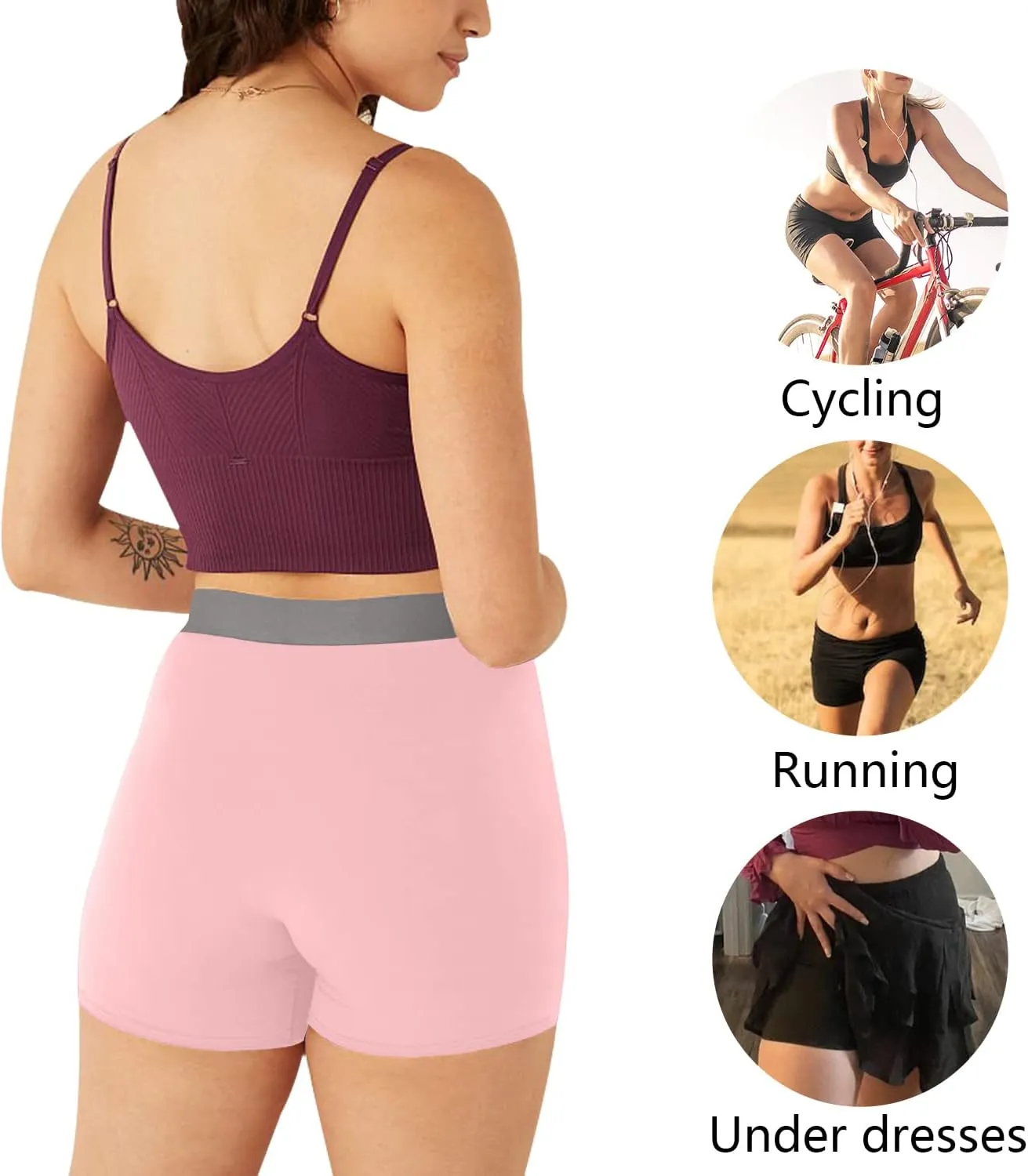 LALESTE Women Cotton Boxer Briefs 3" Inseam Boy Shorts Underwear Anti Chafing Shorts 5 Pack