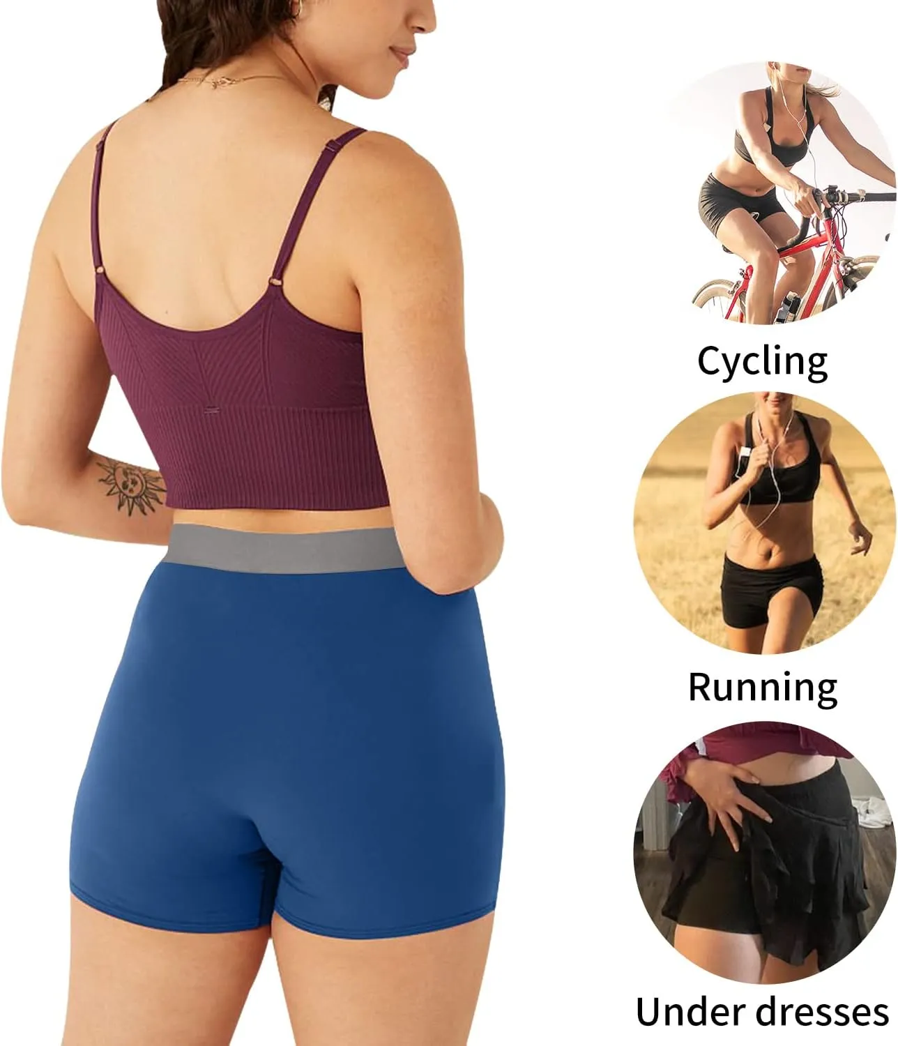 LALESTE Women Cotton Boxer Briefs 3" Inseam Boy Shorts Underwear Anti Chafing Shorts 5 Pack
