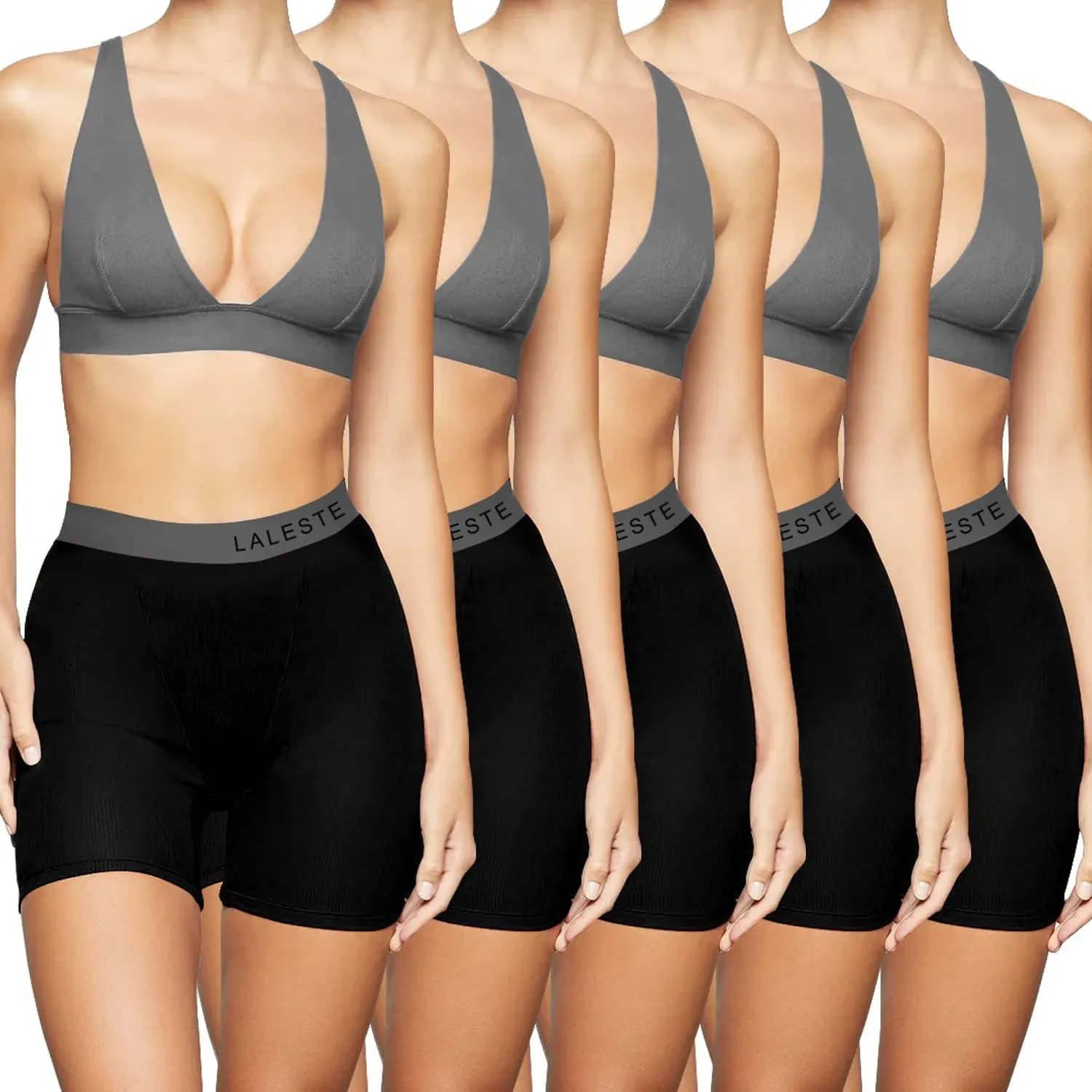 LALESTE Women Cotton Boxer Briefs 3" Inseam Boy Shorts Underwear Anti Chafing Shorts 5 Pack