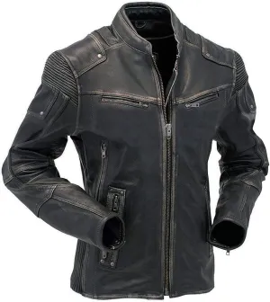Lambskin Leather Jacket for Men - Vintage Distressed Brown Biker Coat