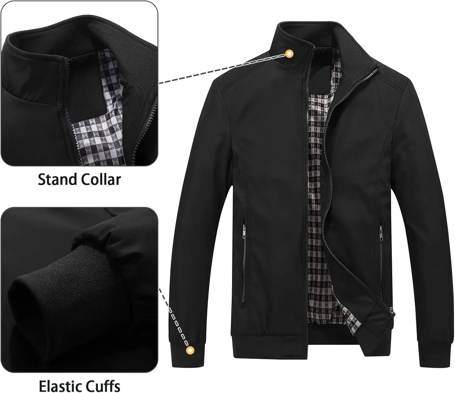 Lamgool Mens Lightweight Jackets Light Windbreaker Casual Flight Jackets Spring Fall Active Coat Outwear