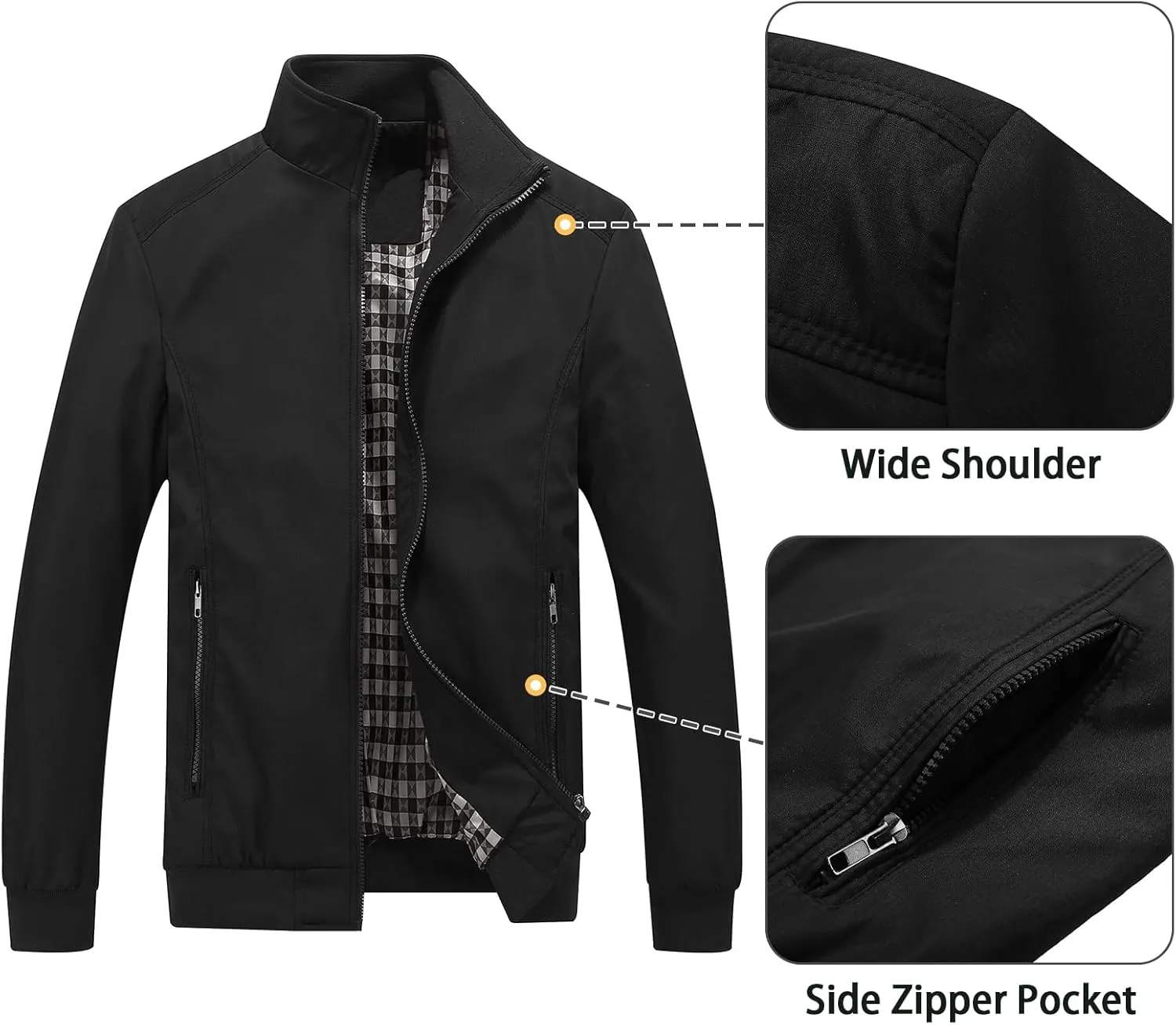 Lamgool Mens Lightweight Jackets Light Windbreaker Casual Flight Jackets Spring Fall Active Coat Outwear